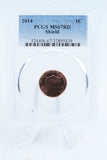 2014-P PCGS MS67RD Lincoln Shield Cent Business Strike 1C