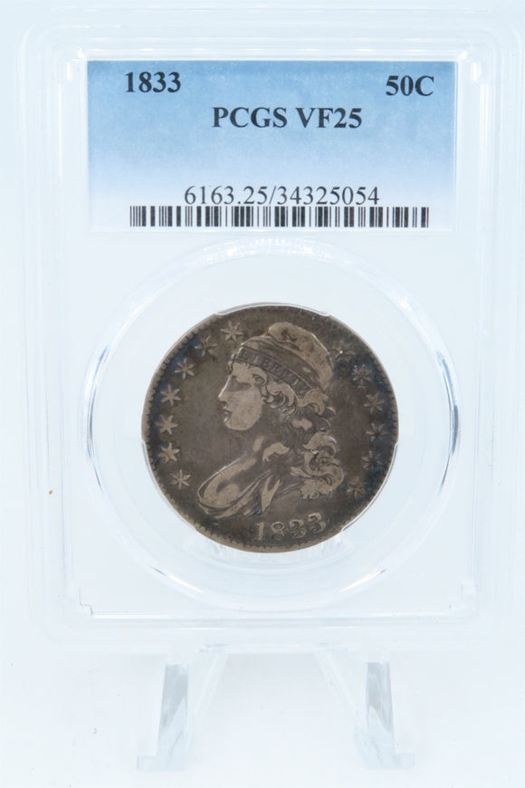 1833-P PCGS VF25 Capped Bust Half Dollar Business Strike 50C