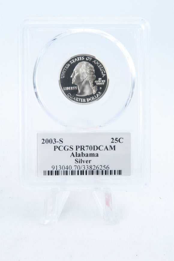 2003-S PCGS PR70DCAM Silver Alabama State Quarter Proof 25C