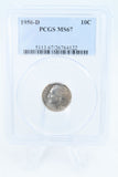 1956-D PCGS MS67 Roosevelt Dime Business Strike 10C