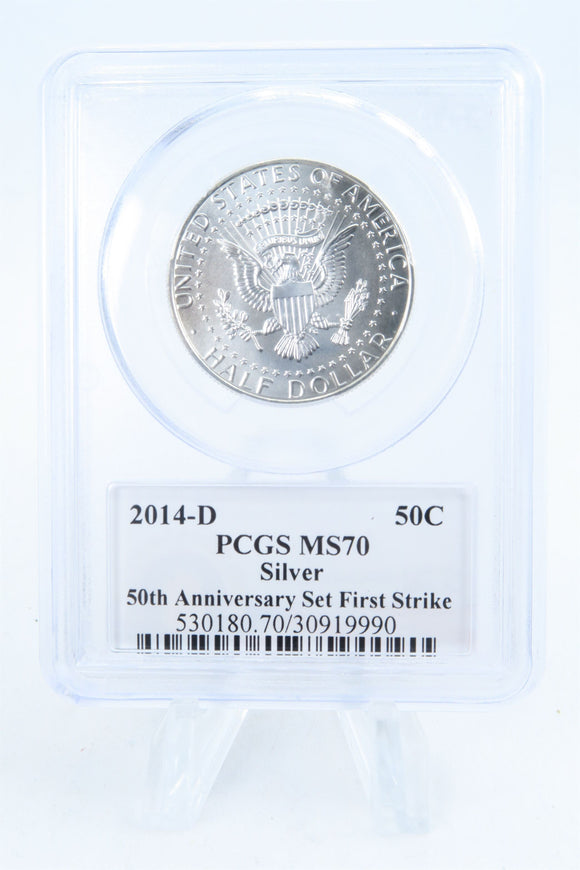 2014-D PCGS MS70 Silver 50th Anniversary Set Kennedy Half Dollar 50C