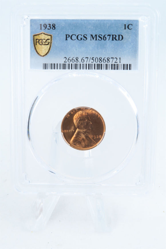 1938-P PCGS MS67RD Lincoln Wheat Cent Business Strike 1C