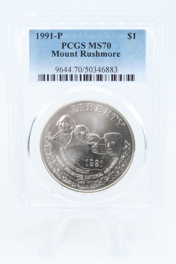 1991-P PCGS MS70 Mount Rushmore Silver Modern Commemorative Dollar