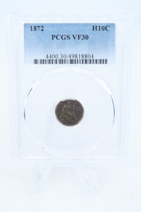 1872-P PCGS VF30 Seated Liberty Half Dime Business Strike H10C
