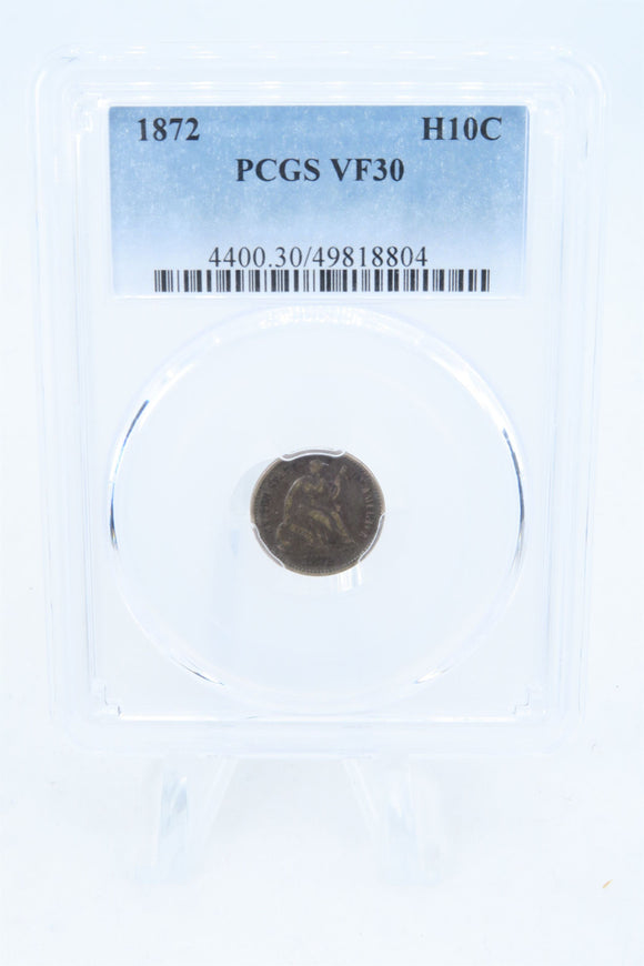 1872-P PCGS VF30 Seated Liberty Half Dime Business Strike H10C