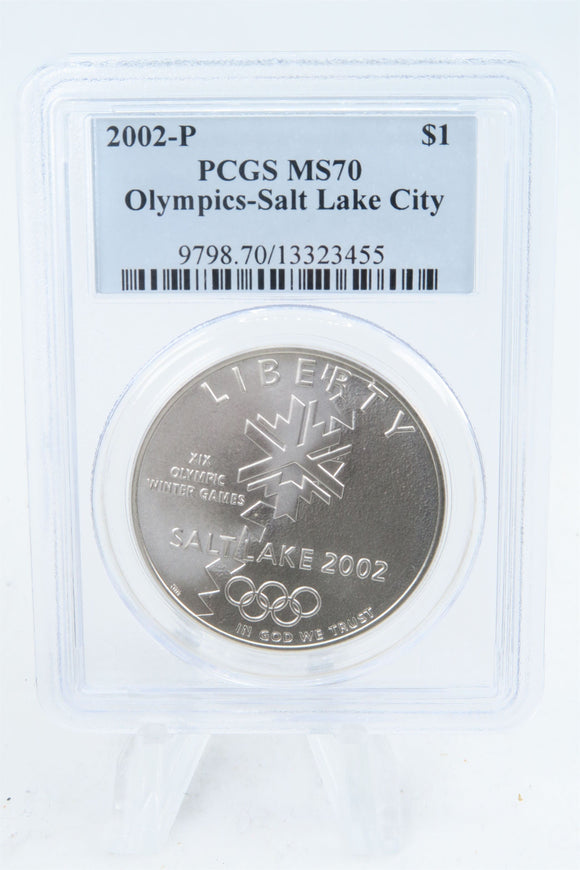 2002-P PCGS MS70 Salt Lake City Olymprics Silver Modern Commemorative Dollar