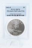 2002-P PCGS MS70 Salt Lake City Olymprics Silver Modern Commemorative Dollar