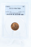1948-S PCGS MS67RD Lincoln Wheat Cent Business Strike 1C