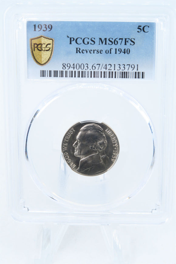 1939-P PCGS MS67FS Reverse of 1940 Jefferson Nickel Full Steps 5C
