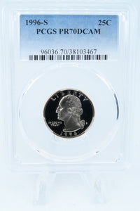 1996-S PCGS PR70DCAM Washington Quarter Proof 25C