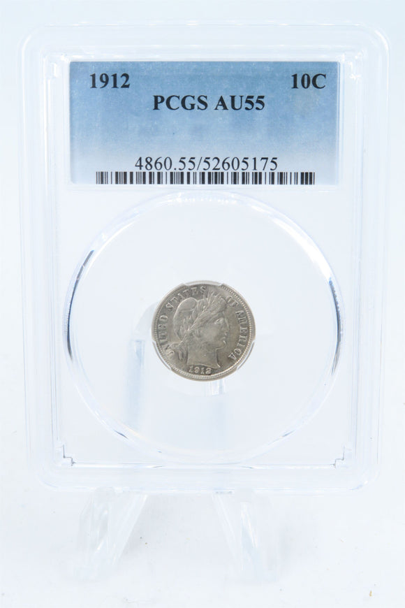 1912-P PCGS AU55 Barber Dime Business Strike 10C