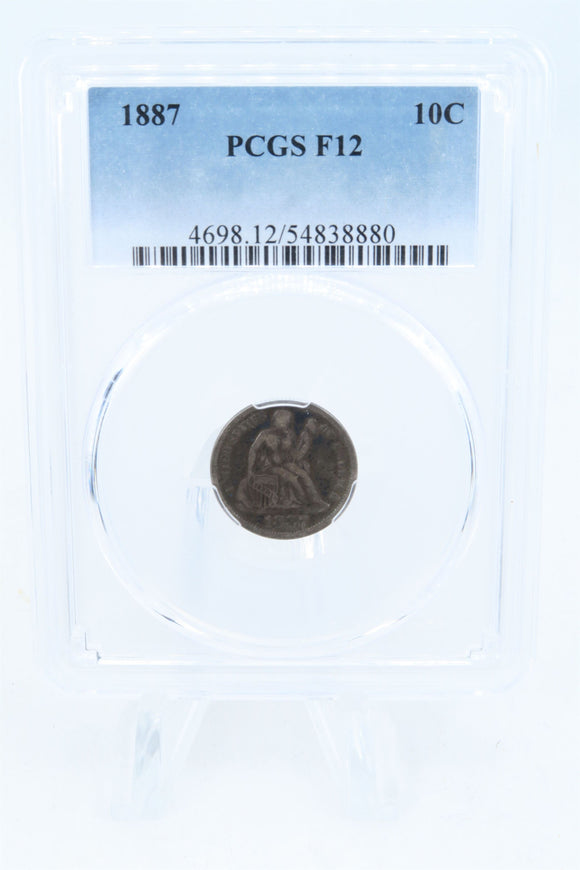 1887-P PCGS F12 Liberty Seated Dime Business Strike 10C