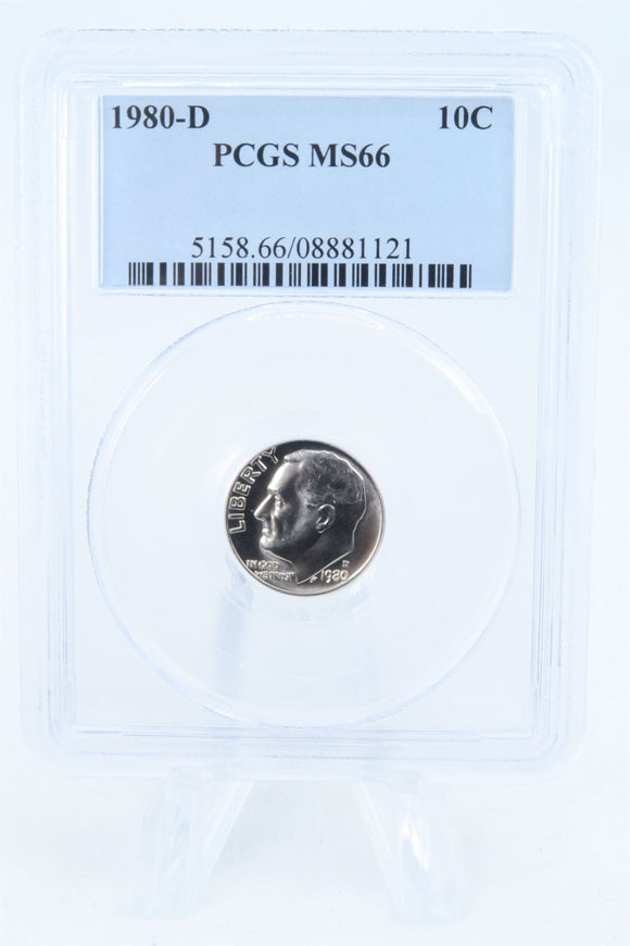 1980-D PCGS MS66 Roosevelt Dime Business Strike 10C
