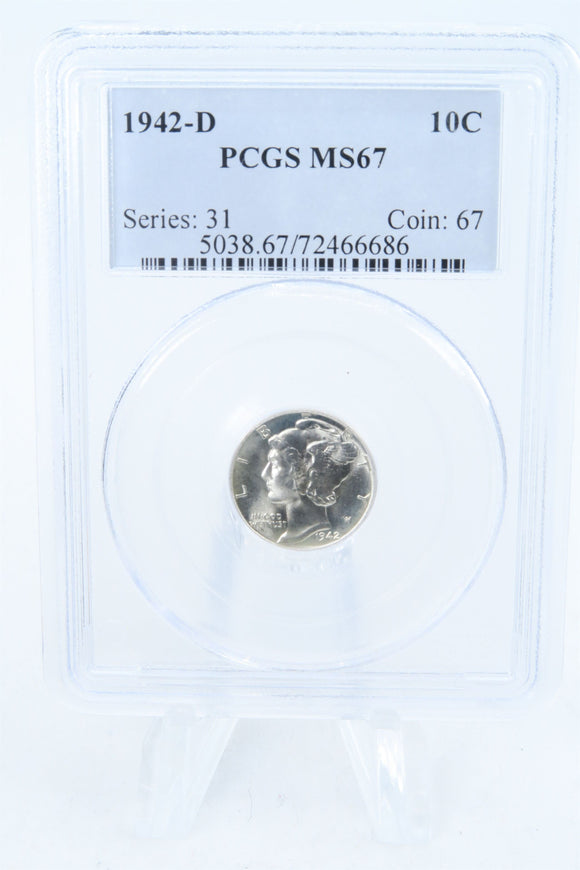 1942-D PCGS MS67 Mercury Dime Business Strike 10C