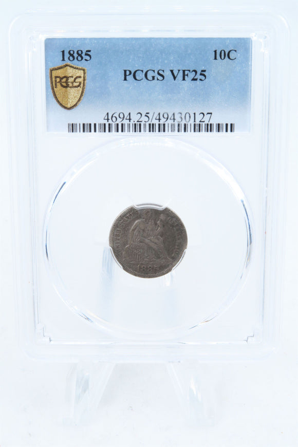 1885-P PCGS VF25 Liberty Seated Dime Business Strike 10C