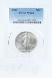 1943-P PCGS MS64 Walking Liberty Half Dollar Business Strike 50C