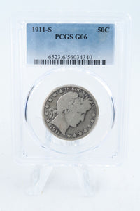 1911-S PCGS G06 Barber Half Dollar Business Strike 50C