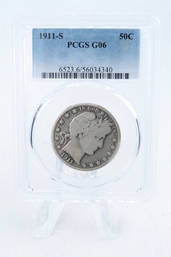1911-S PCGS G06 Barber Half Dollar Business Strike 50C