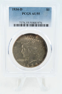 1934-D PCGS AU55 Peace Dollar Business Strike