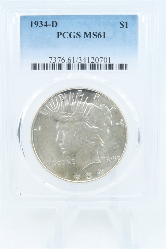 1934-D PCGS MS61 Peace Dollar Business Strike