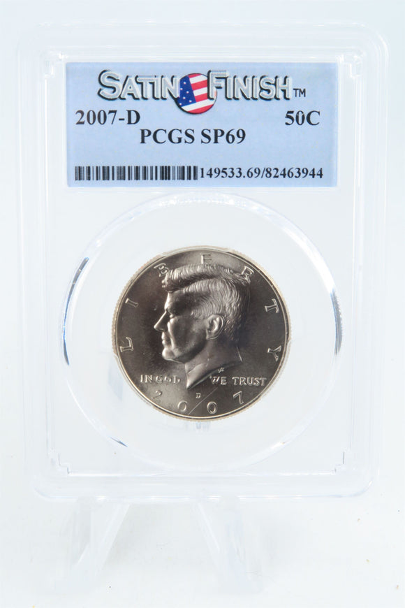 2007-D PCGS SP69 Satin Finish Kennedy Half Dollar 50C