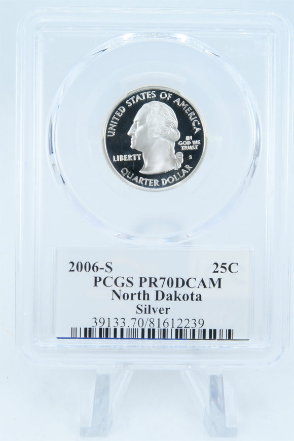 2006-S PCGS PR70DCAM Silver North Dakota State Quarter Proof 25C