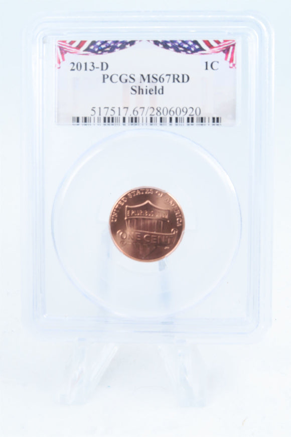 2013-D PCGS MS67RD Lincoln Shield Cent Business Strike 1C