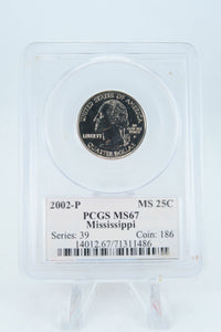 2002-P PCGS MS67 Mississippi State Quarter Business Strike 25C