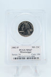 2002-P PCGS MS67 Mississippi State Quarter Business Strike 25C