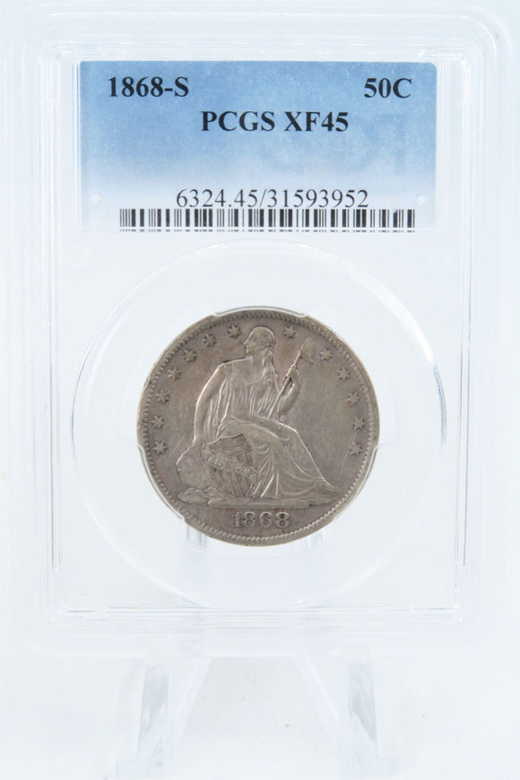 1868-S PCGS XF45 Liberty Seated Half Dollar Business Strike 50C
