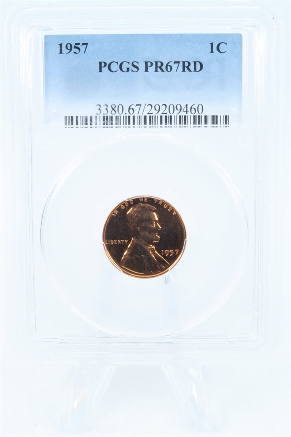 1957-P PCGS PR67RD Lincoln Wheat Cent Proof 1C