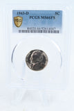 1943-D PCGS MS66FS Jefferson War Nickel Full Steps Business Strike 5C