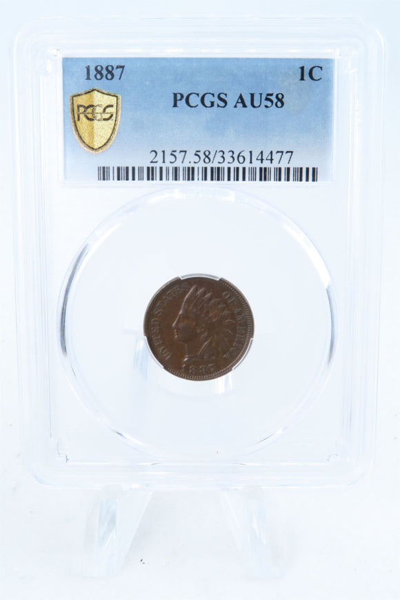 1887-P PCGS AU58BN Indian Cent Business Strike 1C