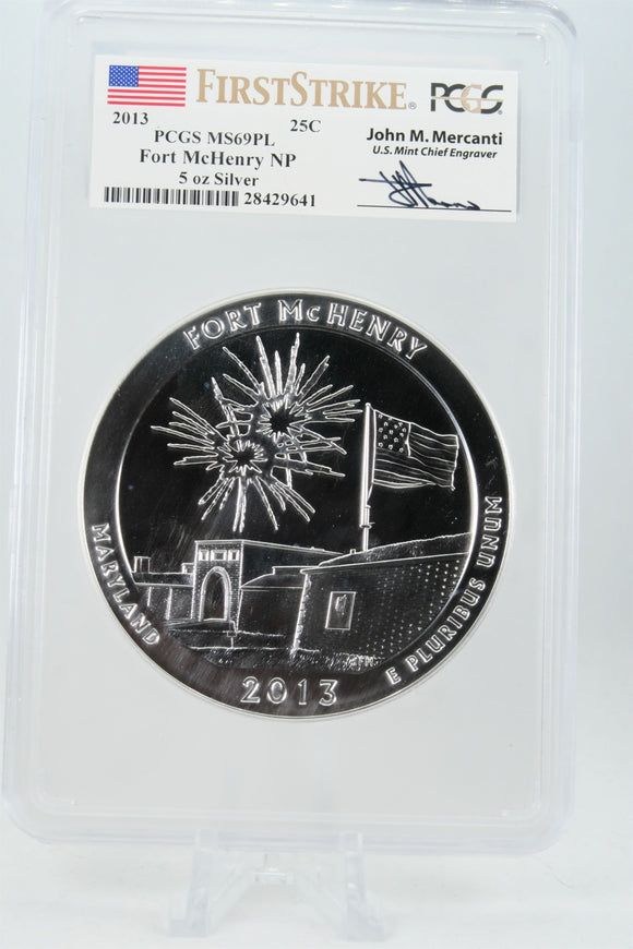 2013-P PCGS MS69PL Fort McHenry NP 5 oz Silver 25C