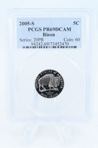 2005-S PCGS PR69DCAM Bison Jefferson Nickel Proof 5C
