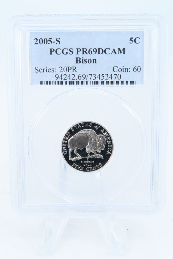 2005-S PCGS PR69DCAM Bison Jefferson Nickel Proof 5C