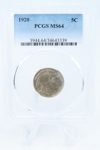 1920-P PCGS MS64 Buffalo Nickel Business Strike 5C