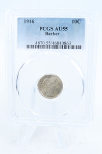 1916-P PCGS AU55 Barber Dime Business Strike 10C
