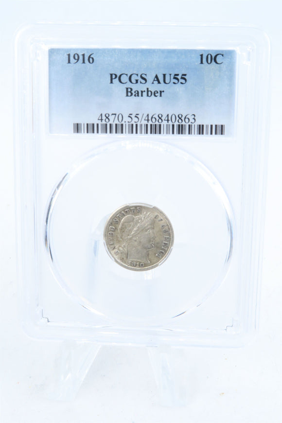 1916-P PCGS AU55 Barber Dime Business Strike 10C