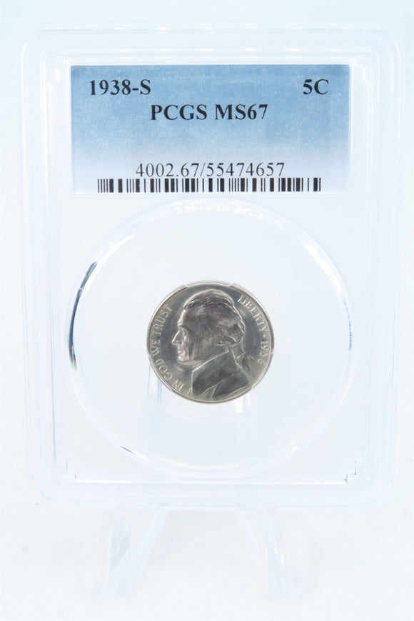 1938-S PCGS MS67 Jefferson Nickel Business Strike 5C