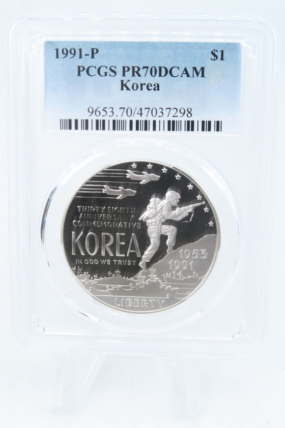 1991-P PCGS PR70DCAM Korea Silver Modern Commemorative Dollar Proof