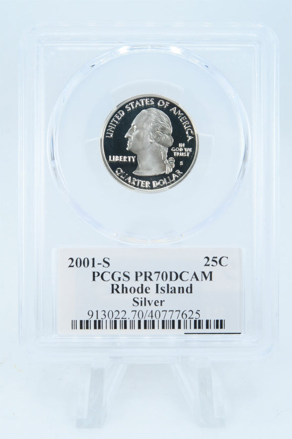 2001-S PCGS PR70DCAM Silver Rhode Island State Quarter Proof 25C