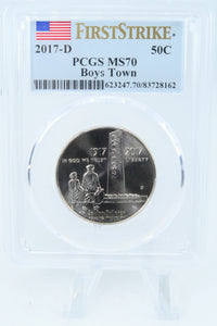 2017-D PCGS MS70 Boys Town Modern Commemorative Half Dollar 50C