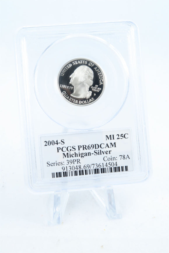 2004-S PCGS PR69DCAM Silver Michigan State Quarter Proof 25C