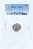 1943-P PCGS AU58 Mercury Dime Business Strike 10C