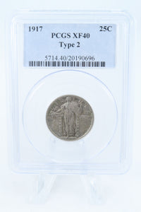 1917-P PCGS XF40 Type 2 Standling Liberty Quarter Business Strike 25C