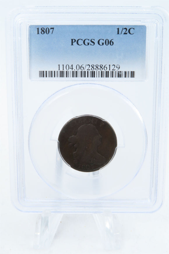 1807-P PCGS G06BN Draped Bust Half Cent Business Strike