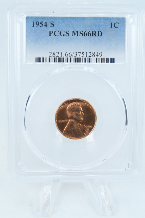 1954-S PCGS MS66RD Lincoln Wheat Cent Business Strike 1C