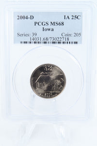 2004-D PCGS MS68 Iowa State Quarter Business Strike 25C