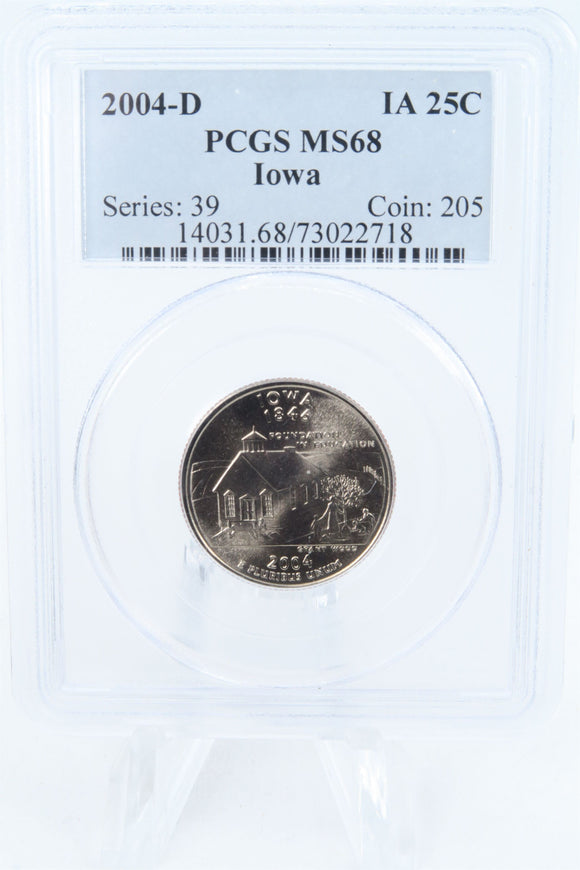 2004-D PCGS MS68 Iowa State Quarter Business Strike 25C